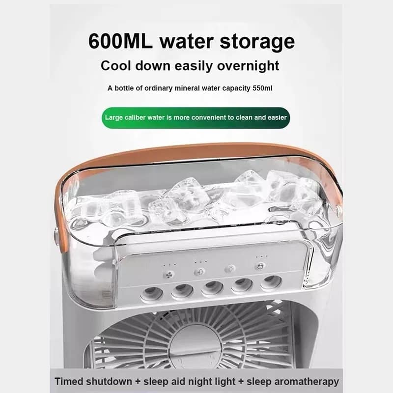 4-IN-1 Multi-Functional Portable Air Humidifier Cooling USB Fan With Color Night Light