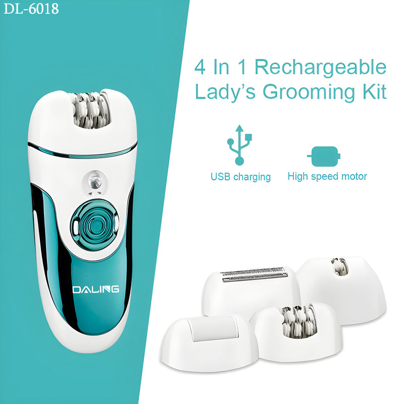 DALING Rechargeable 4 in 1 Epilator Multi-Functional Ladies Grooming Kit