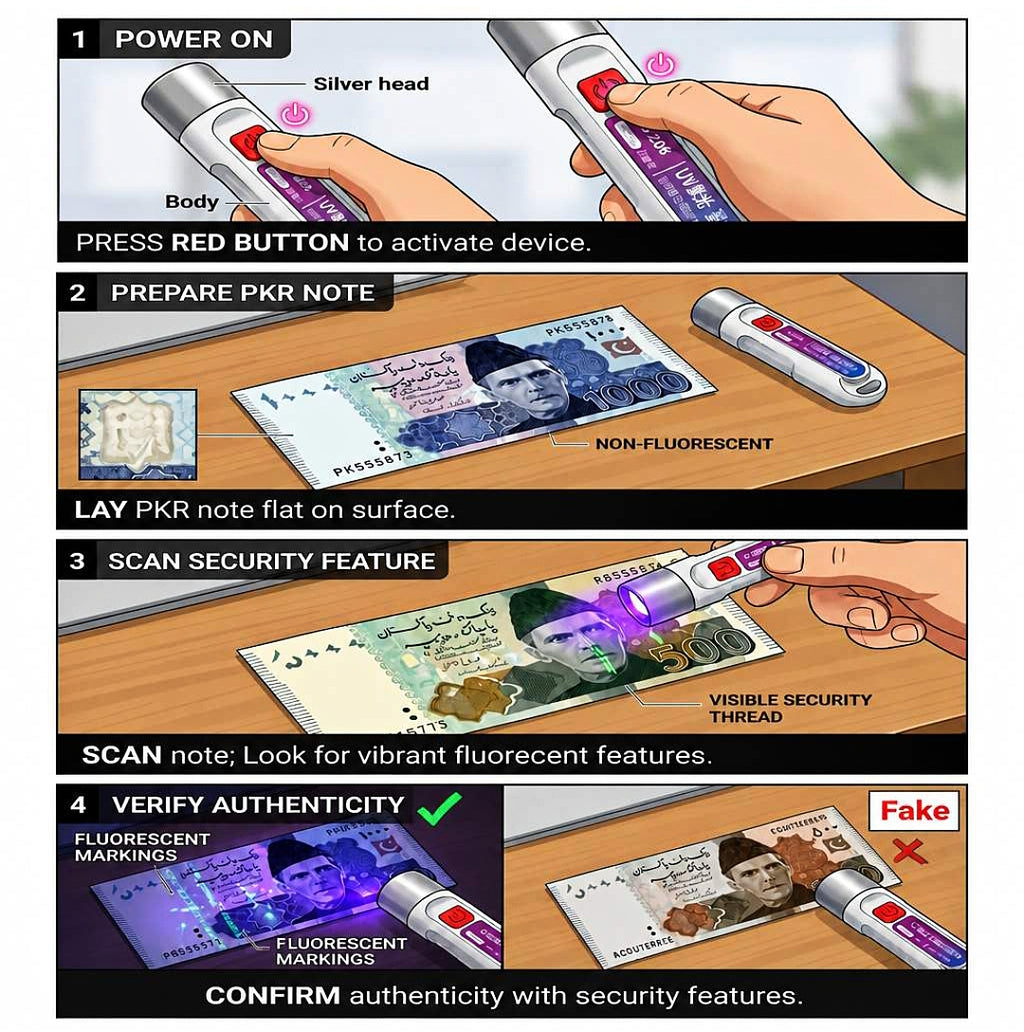 Rechargeable UV Currency Checker Torch