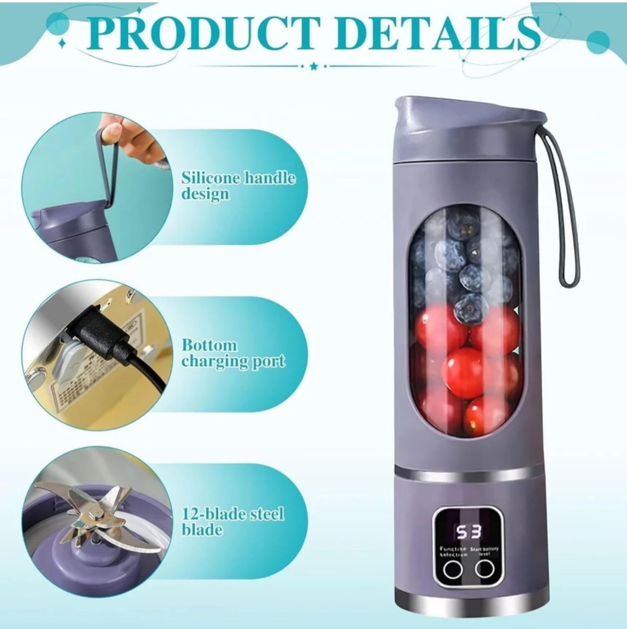 Rechargeable Fruit Juicing Cup- 450mL