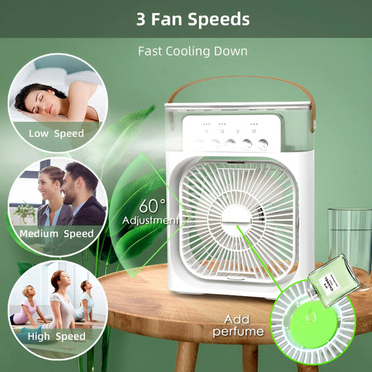 4-IN-1 Multi-Functional Portable Air Humidifier Cooling USB Fan With Color Night Light