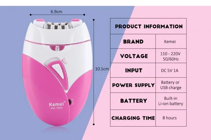 Kemei Rechargeable Painless Ladies Hair Removal SaQiBuy