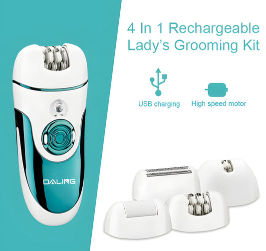 DALING Rechargeable 4 in 1 Epilator Multi-Functional Ladies Grooming Kit