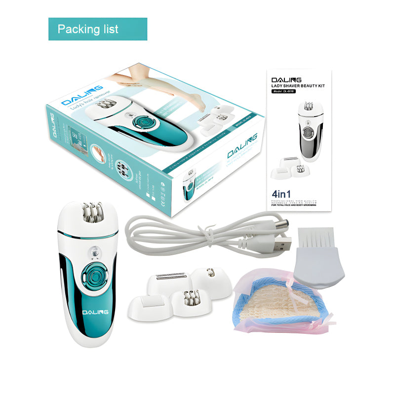 DALING Rechargeable 4 in 1 Epilator Multi-Functional Ladies Grooming Kit
