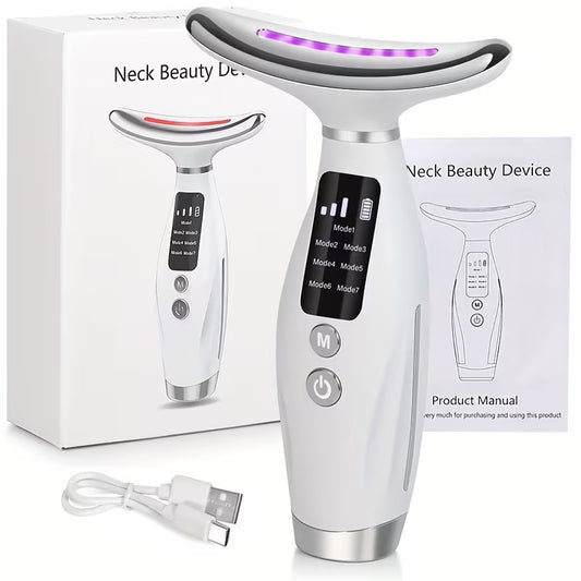 Rechargeable Anti-wrinkles Neck Face Massager 7 Color LED - Beauty Device