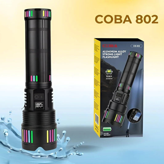 COBA 802 Rechargeable Powerful 3 KM Tactical Flashlight