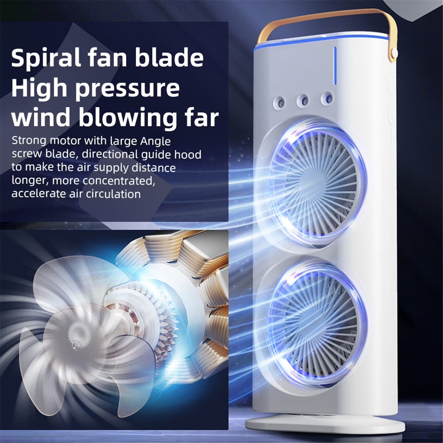 Rechargeable Double Head + Water Spray LED Fan- Remote Control