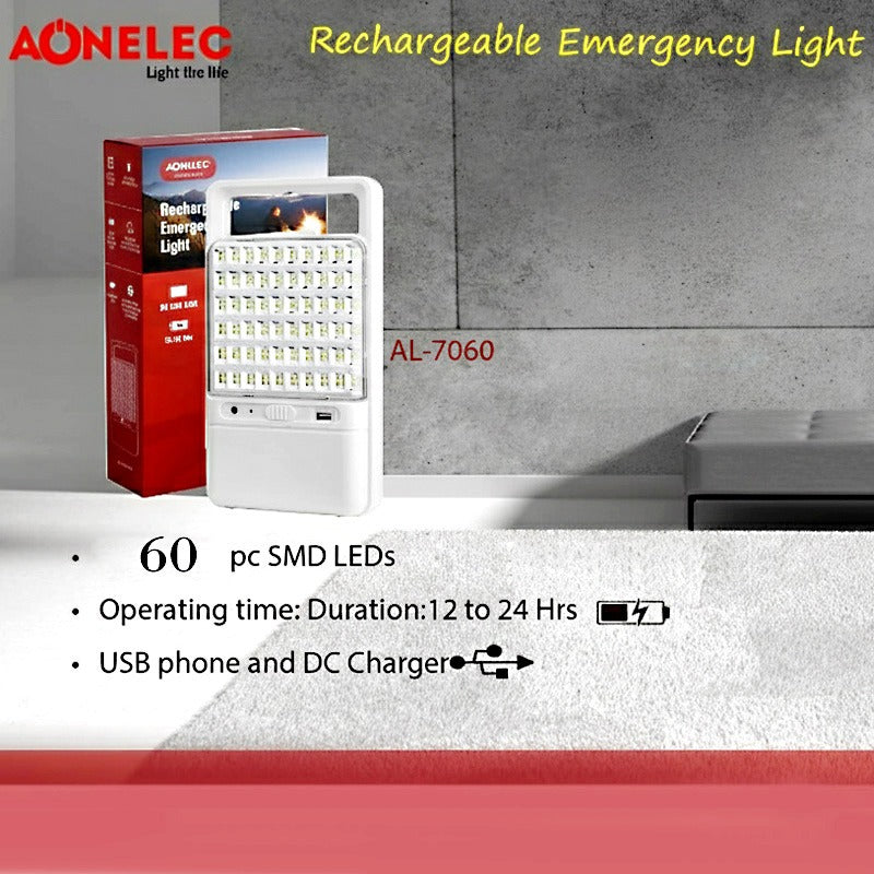 AONELEC Rechargeable Emergency Light – 60 SMD LEDs