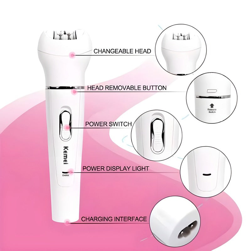 Kemei 5in1 Rechargeable Beauty Tools Kit For Women