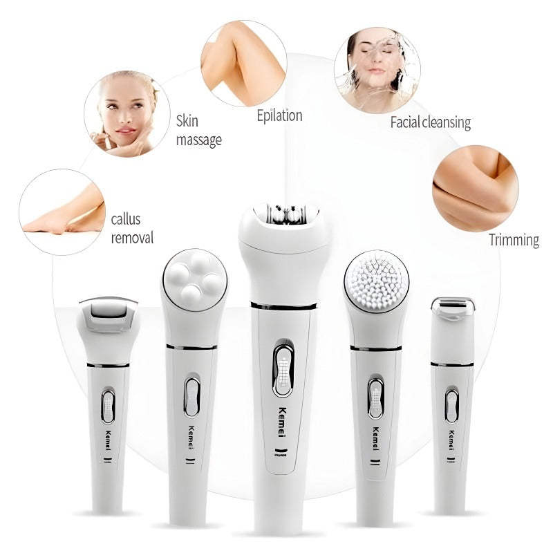 Kemei 5in1 Rechargeable Beauty Tools Kit For Women