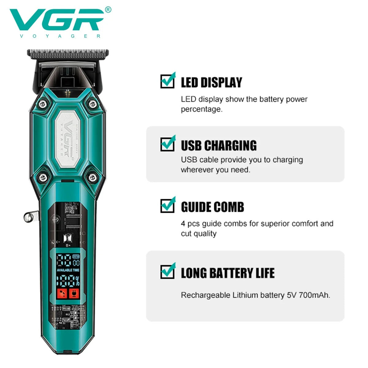 VGR T-shaped blade hair clipper