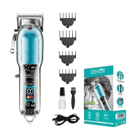 DALING Rechargeable Transparent Hair Cutting Machine Cordless Shaver Professional Hair Clipper