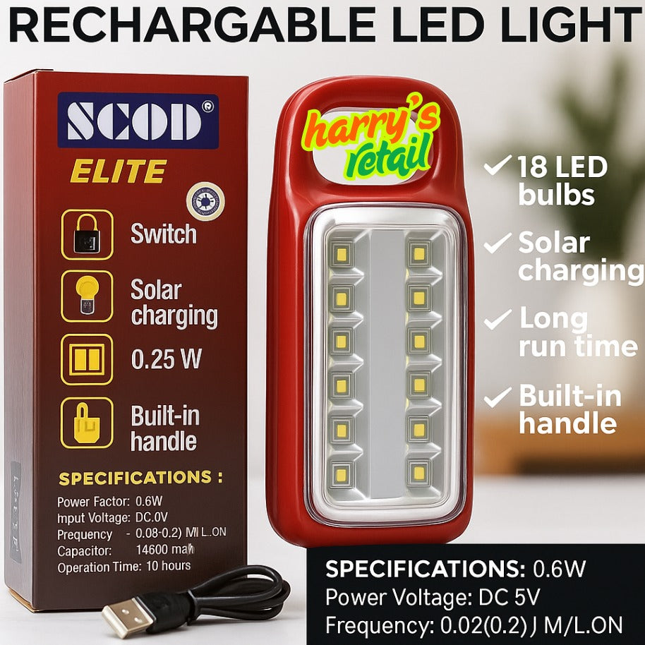 Solar + USB Rechargeable LED Flashlight