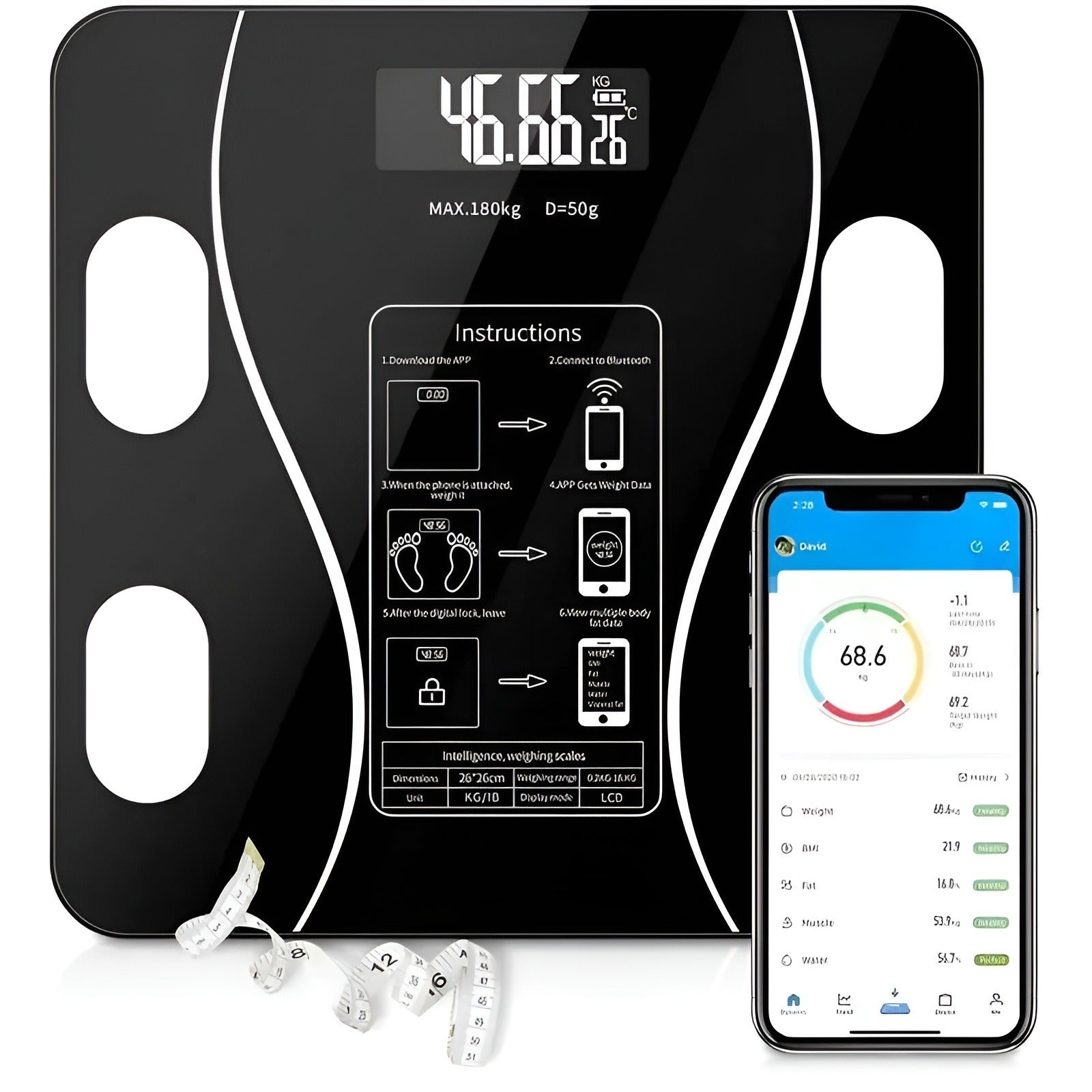 Smart App Bluetooth Weight Scale- 180 KG