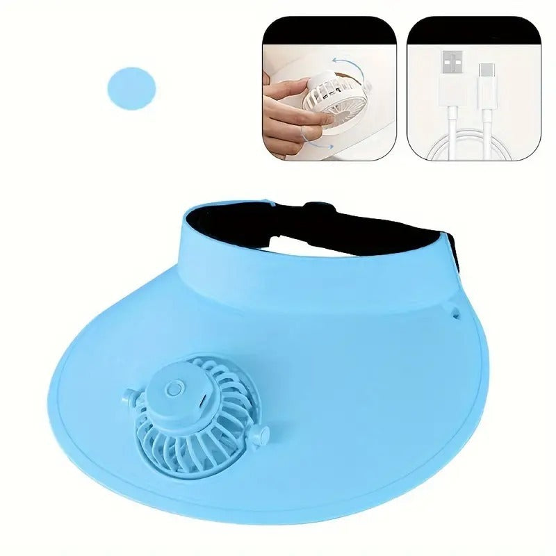 Rechargeable & Adjustable Rotating SUN CAP/HAT FAN