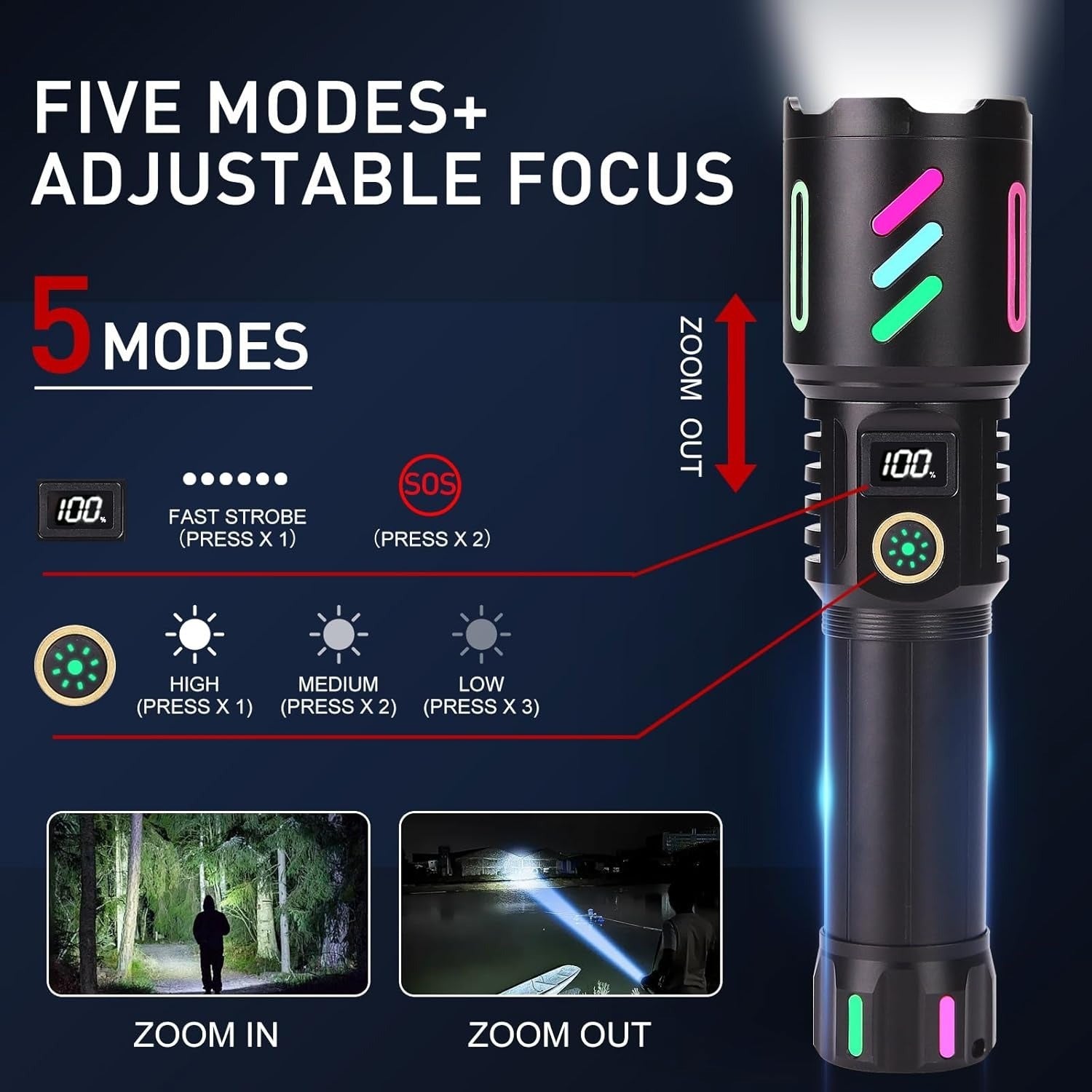 Rechargeable Zoomable Torch- 1KM
