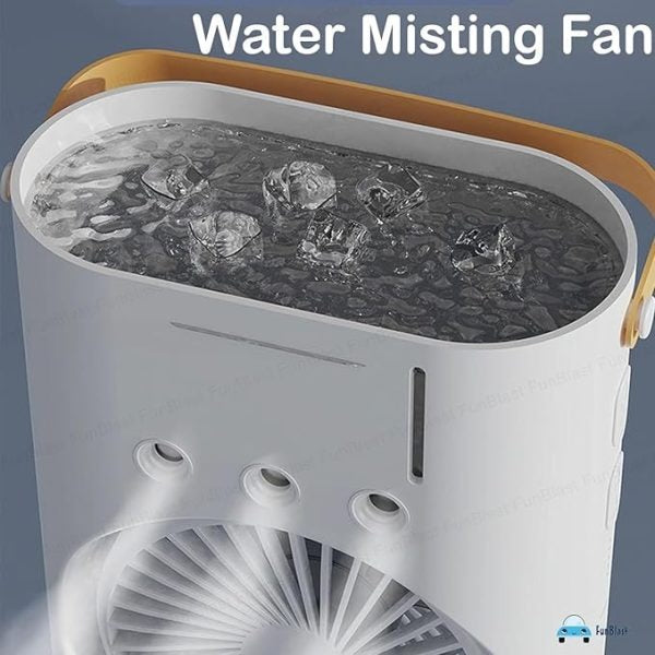 Rechargeable Double Head + Water Spray LED Fan- Remote Control
