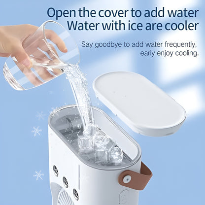 Rechargeable Double Head + Water Spray LED Fan- Remote Control