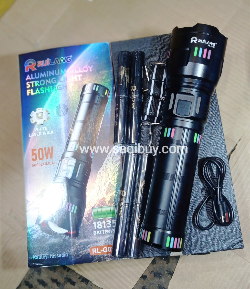 RUILANG Rechargeable 3 KM High Beam Flashlight